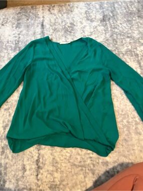 Lush Emerald Green Wrap-Front Blouse